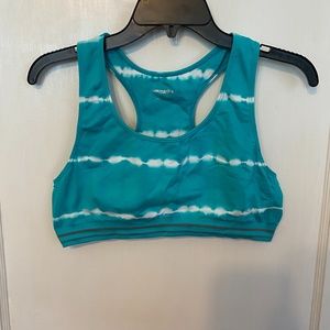Marika womens sports bra teal tie dye XL racerback